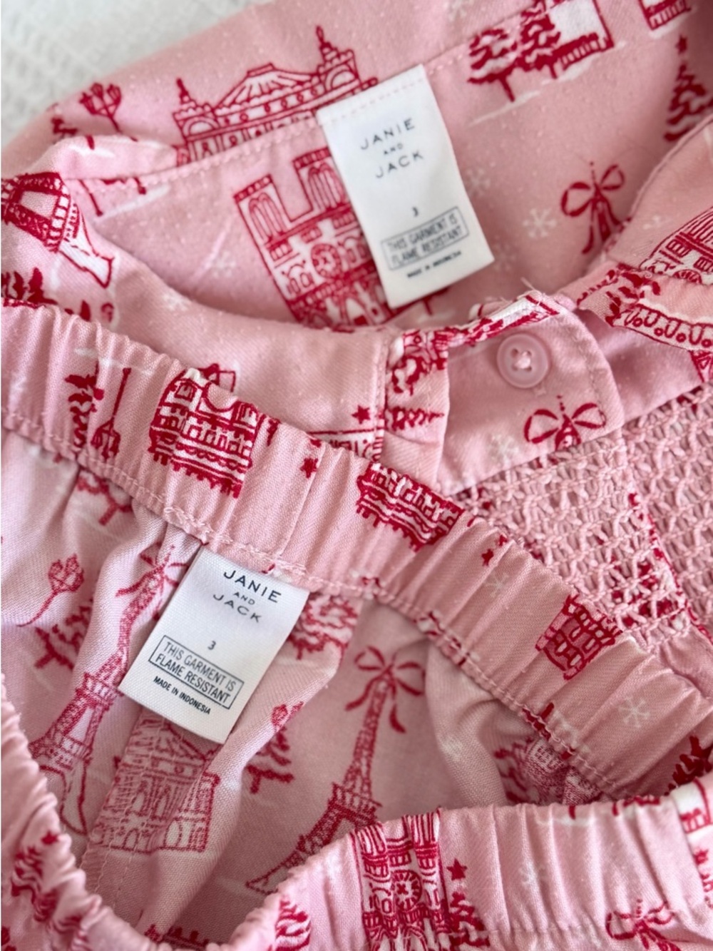 Janie and Jack Pink and Red Holiday Print Pajama Set - Picture 2 of 3